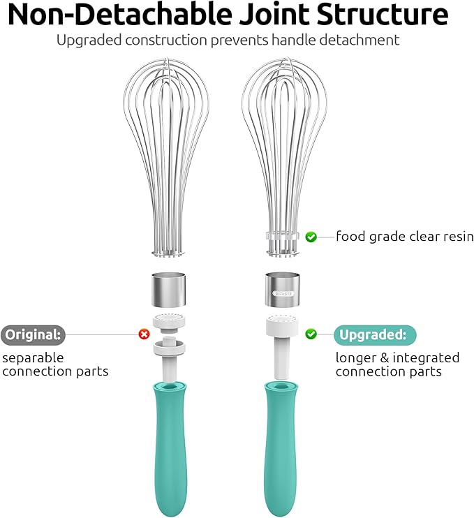 U-Taste 18/8 Stainless Steel Measuring Cups and Spoons (Set of 10, Multicolor), and 18/10 Stainless Steel Balloon Whisk for Kitchen Cooking with 12 Flex Wires (Aqua Sky)