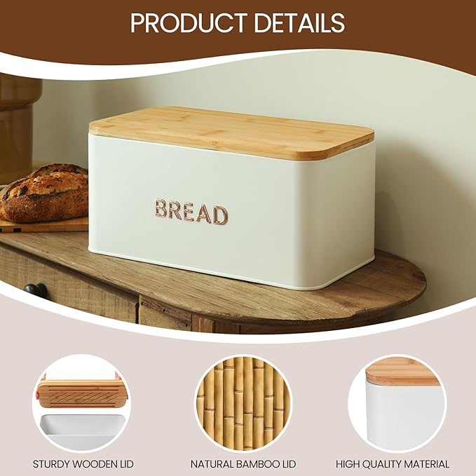 BLUBYEES Bamboo Bread Slicer for Homemade Bread with Crumb Tray & Storage Box – Adjustable Slicing Guide for Sourdough, Bagels & Sandwiches – Gift for Bakers & Bread Makers