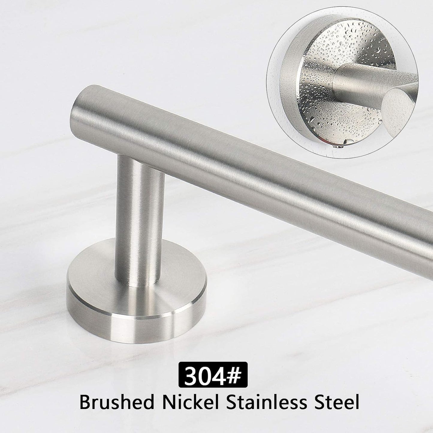 NearMoon Bath Towel Bar, Bath Accessories Thicken Stainless Steel Shower Towel Rack for Bathroom, Towel Holder Wall Mounted (1 Pack, Brushed Nickel, 24 Inch)