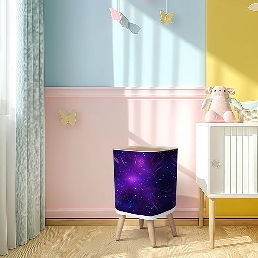Small Trash Can with Lid Space nebula stars Milky way galaxy infinite universe Starlight night Wastebasket with Press Cover Dog Proof Garbage Can Waste Bin for Kitchen Bathroom Nursery 2.6 Gallon