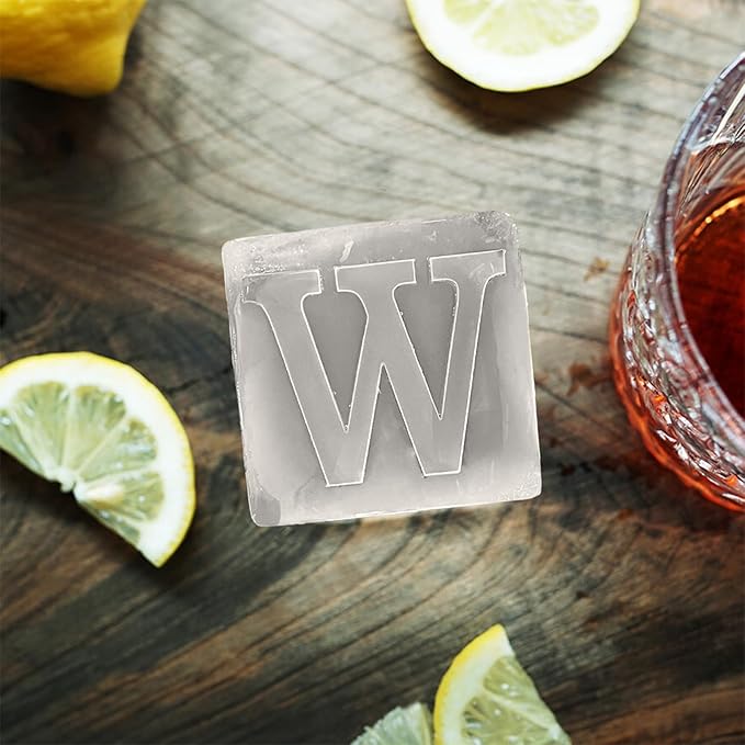 Letter W Monogram Ice Cube Mold Custom Ice Cube Mold 2 Inch Big Initials Silicone Ice Cube Tray Gifts for DAD Gifts for Him