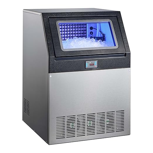 VEVOR Commercial Ice Maker Machine, 440 lbs/24h with 85 lbs Storage Capacity, Built-in/Freestanding/Under Counter, Stainless Steel Ice Maker with LED Display & Self-Cleaning, for Home Bar Restaurant