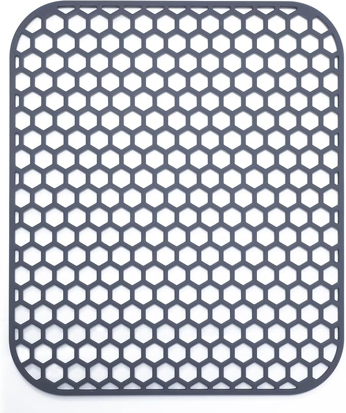 Bestjing Silicone Kitchen Sink Protector Mat 13.7"x 11.7" - Kitchen Sink Grid Accessory, Non-Slip Heat Resistant Grid Dry Mat for Bottom of Porcelain Stainless Steel, Dishwasher Safe