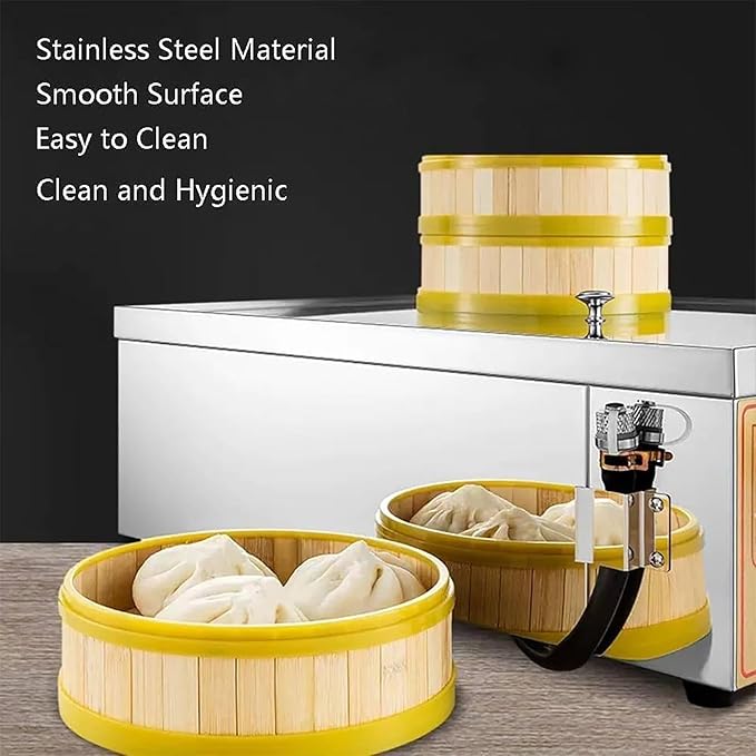 Dim Sum Electric Steamer, Commercial Electric Steamer, Dry Boiling Alarm Water Shortage Alarm/water Shortage Power Outage/mirror Panel(Steamer Basket Not Included), Steamer Basket: 13-20cm