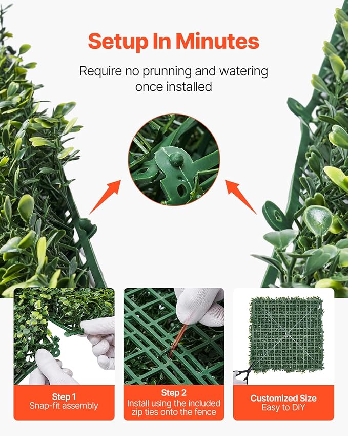VEVOR Artificial Grass Wall Panels, 40 x 120 inch, Milan Grass Greenery Boxwood Panel for Indoor Outdoor Green Decor & Ivy Fence Covering, Privacy Backdrop Wall Hedge Screen for Garden