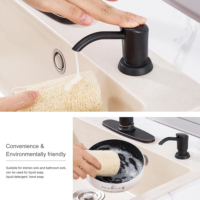GAGALIFE Built in Counter Soap Dispenser (Oil-Rubbed Bronze) for Kitchen Sink and Extension Tube Kit, Anti-Leakage Upgrade with 40" Tube, No More Top Refill
