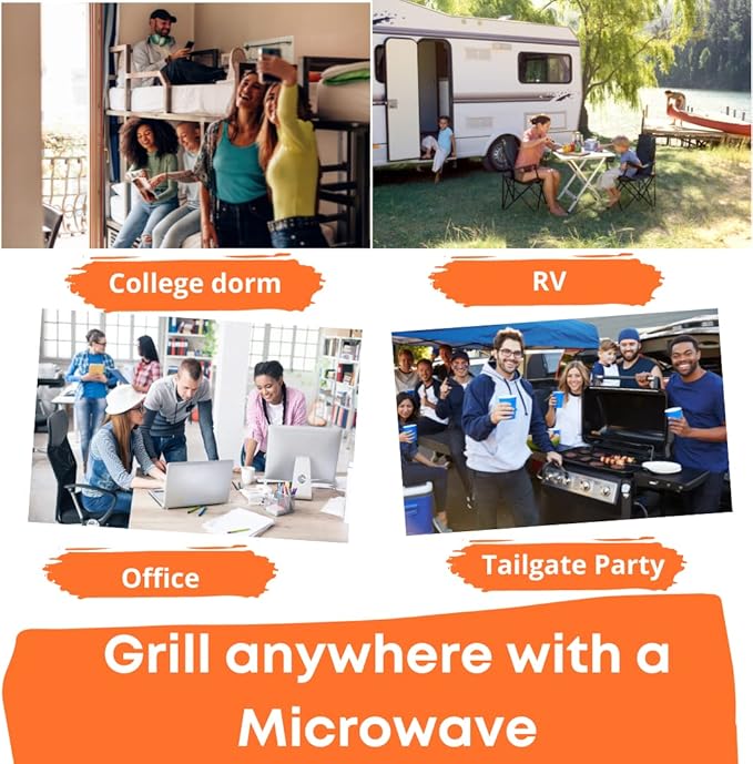 MACONEE Microwave Grill & Bacon Crisper - Panini Press, Sandwich Maker, and Crisping Tray for Fast, Crispy Meals