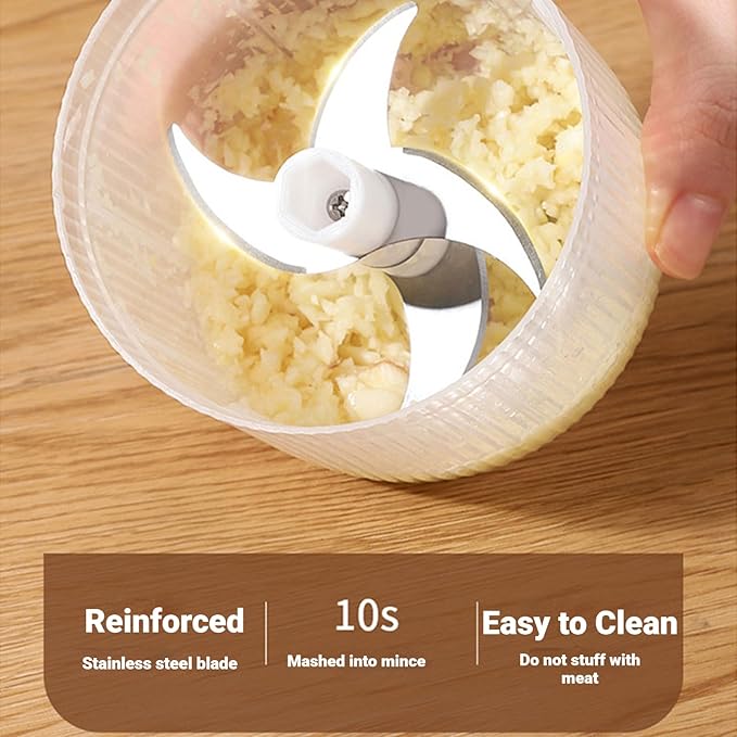 2026 New Electric Garlic Chopper, Mini Portable Veggie Chopper, Small Cordless Garlic Choppers Mincer, USB Rechargeable, 350ML Electric Mini Veggie Cutter for Onion, Garlic, Chili, Ginger (Blue*2)
