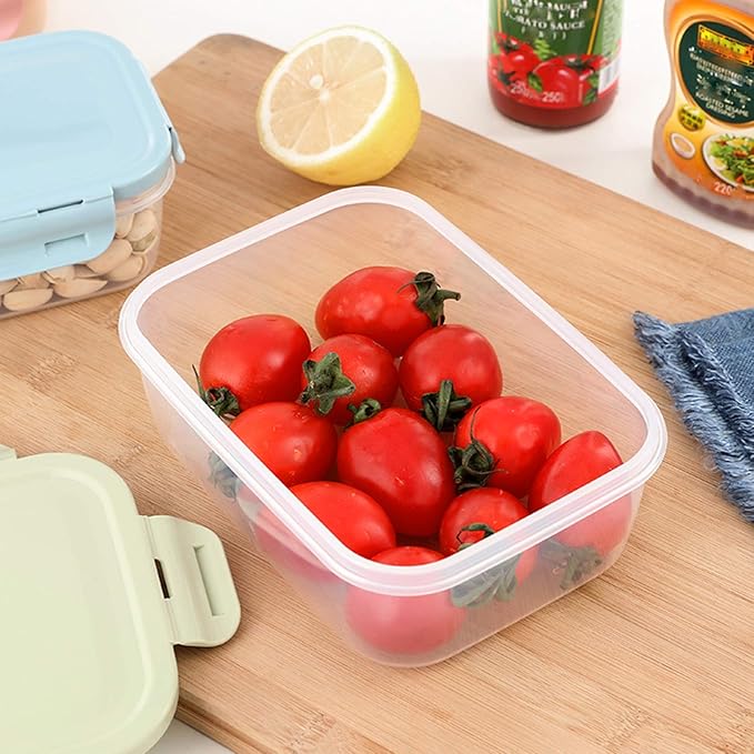 Food Storage with Airtight Lids - Meal and Lunch Containers - Stackable Microwave Safe (Blue)