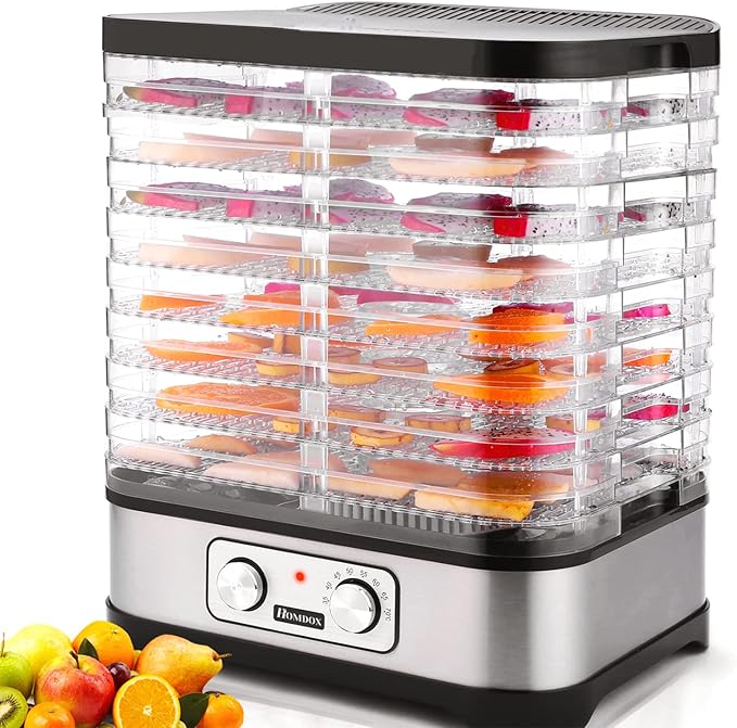 COOCHEER Food Dehydrator Machine, 8 Trays 400 Watts Adjustable Temperature Controls for Jerky, Meat, Beef, Fruit, Vegetable and Herbs | BPA Free