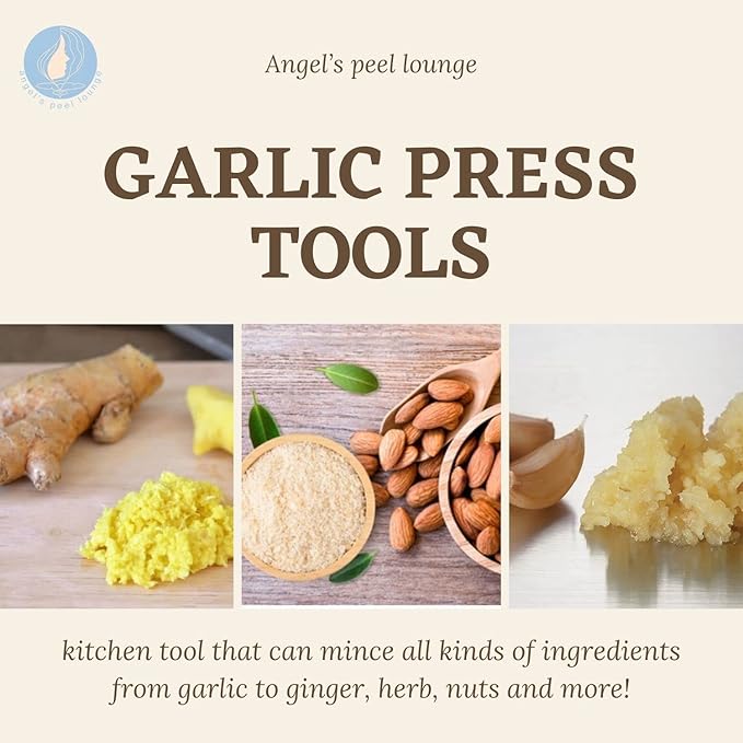 Angel’s Peel Lounge Grlic Mincer, Manual Garlic Press for Quick Meal Preparation - Kitchen Tools for Mincing Grlic, Ginger, Herbs, Nuts (Blue color)