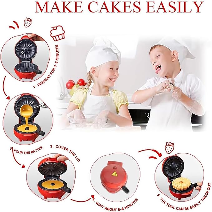 Mini Pancake Maker - Non-Stick Countertop Cake Pop Maker for Breakfast, Lunch & Snacks - Quick, Easy & Versatile Mini Cakes