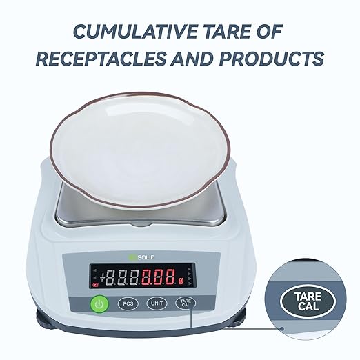 U.S. Solid Analytical Balance, 2000g/4.4lb x 0.01g Digital Precision Scale, Piece Counting, g/ct/oz/lb, 6.2" x 5" Rectangular Pan, 100-240V AC & 4xDC 1.5V Battery, Kitchen, Jewelry, Scientific Use
