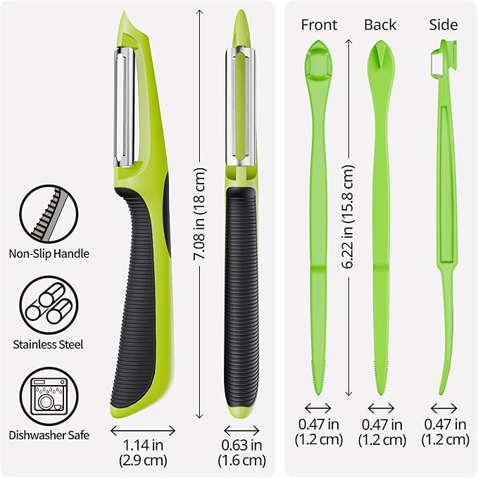 Vegetable Peeler, Swivel Peelers for Kitchen with Non-Slip Grip Handle,Green