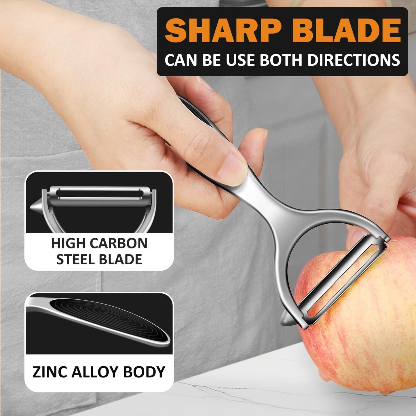 TACGEA Vegetable Peeler for Kitchen, Potato Peelers for Fruit Straight Blade, Durable Non-Slip Handle, Set of 2