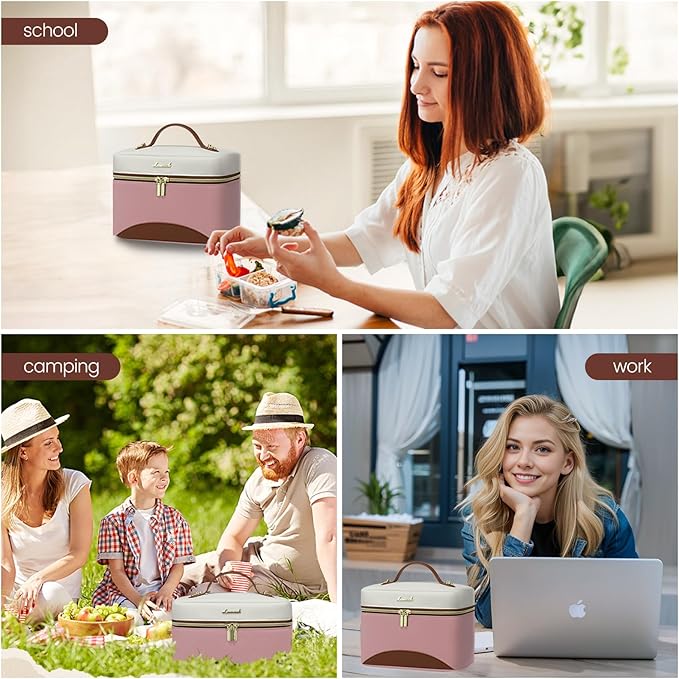 LOVEVOOK Lunch Box for Women,Large Adult Insulated Lunch Bag for Women,Leakproof Cooler Bag for Office Picnic Hiking Beach,Lunch Tote Bag with Adjustable Shoulder Strap