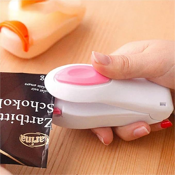 Kitchen Accessories Tools Mini Portable Food Clip Heat Sealing Machine Sealer Home Snack Bag(Pink-1)