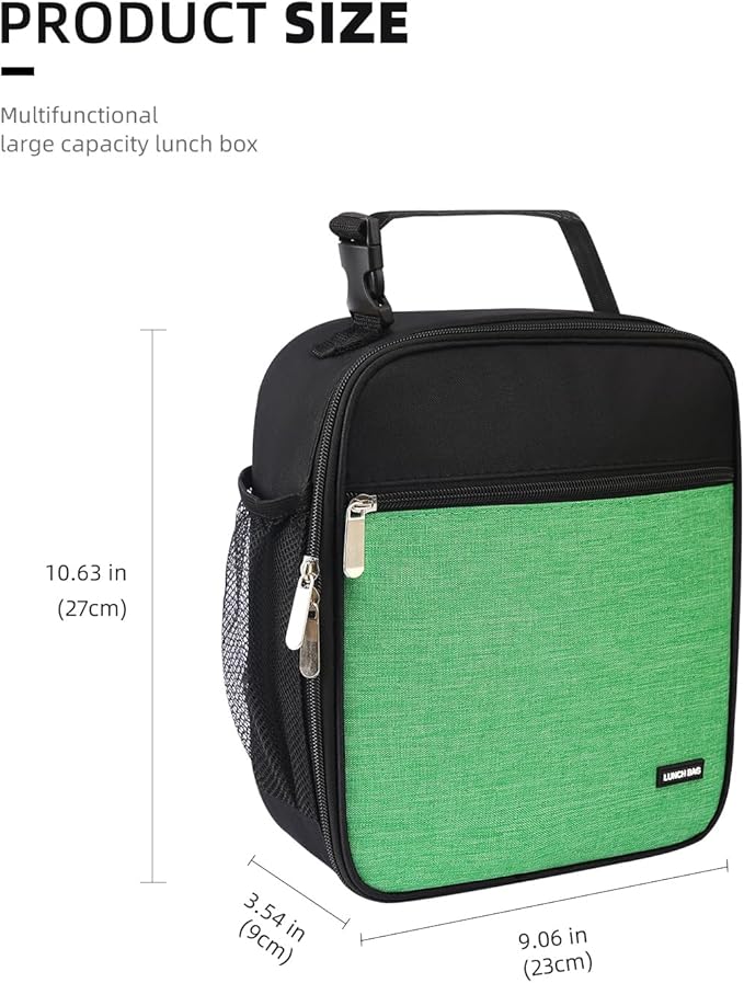 Lovoeo Lunch box Lunch bag for men women Insulated Lunchbox Lunch bags for Work Picnic Travel (Thicken green)