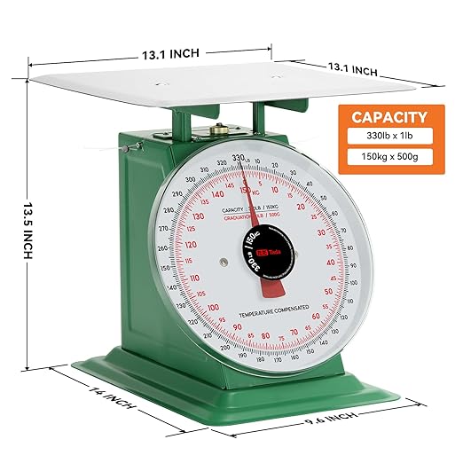 Tada 150kg/330lbs Heavy Duty Industrial Scale Mechanical Kitchen and Food Scale with Stainless Steel Platform