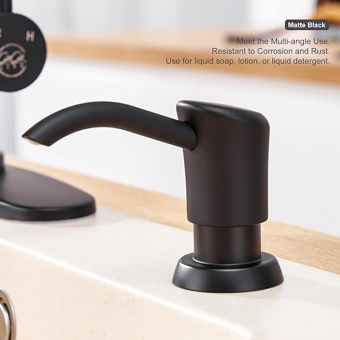 GAGALIFE Built in Counter Soap Dispenser for Kitchen Sink and Extension Tube Kit, Anti-Leakage Upgrade with 40" Tube No More Top Refill (Matte Black)
