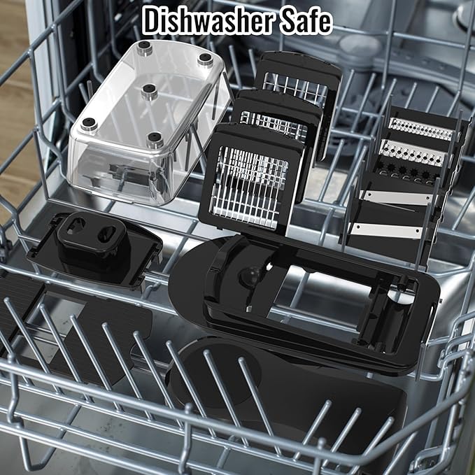 8 Blade All-in-1 Vegetable Chopper Mandoline Slicer with Container, Food Chopper, Onion Chopper, Veggie Cutter for Salad, Kitchen Gadgets Accessories Essentials, Black
