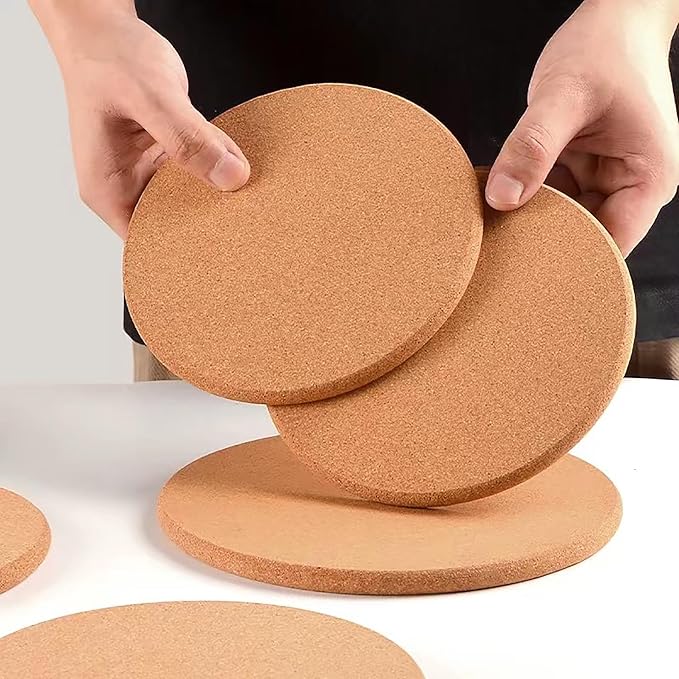 Cork Trivet, 8 Pack High Density Thick Cork Coasters Set for Hot Dishes, 8 Inch Heat Resistant Multifunctional Cork Trivets for Hot Dishes, Hot Pads for Kitchen, Table, Countertops