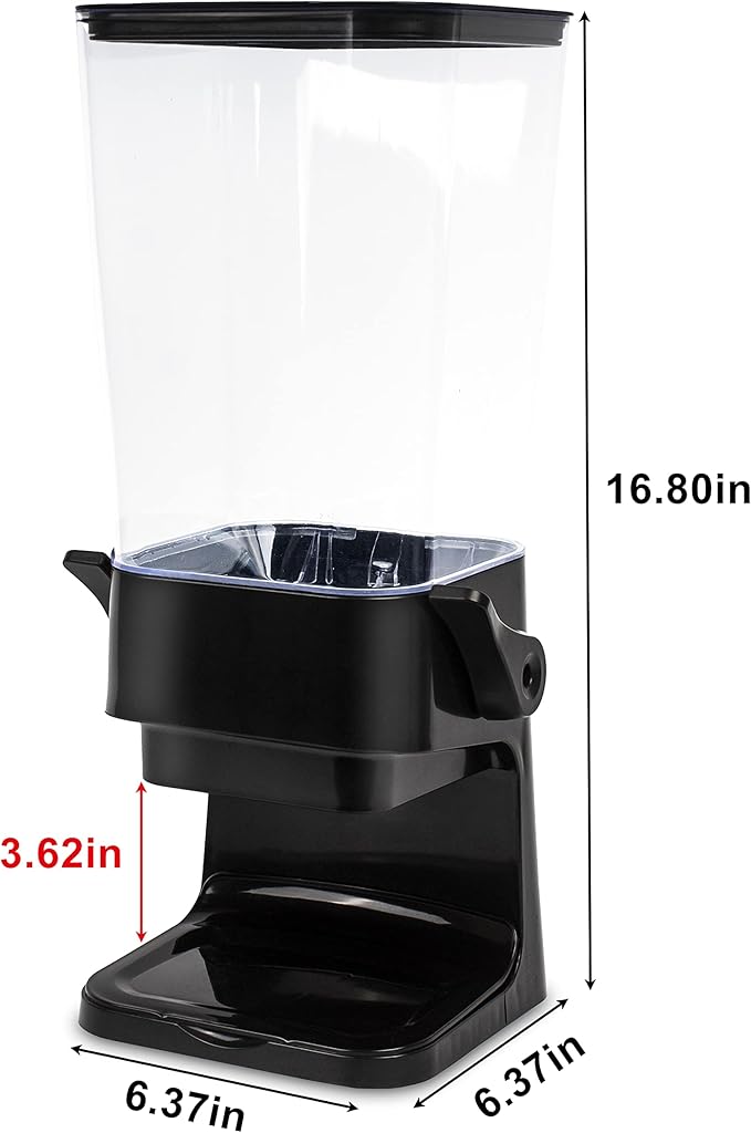 Cereal Dispenser Countertop with Lids, 5L Organization and Storage Containers for Kitchen and pantry, Rice Dispenser for food, Cereal, Beans, Nuts, Snack,Oatmeal, Dog Food, Bird Seed, Black, 3Pc