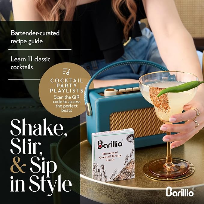 Barillio Moscow Mule Mugs Set - 2 Stainless Steel, Copper-Plated Cocktail Mugs with Bamboo Stand - Food-Safe, Moscow Mule Kit with Copper Cups, Drinking Straws and Mixing Spoon - 2 x 18 Oz