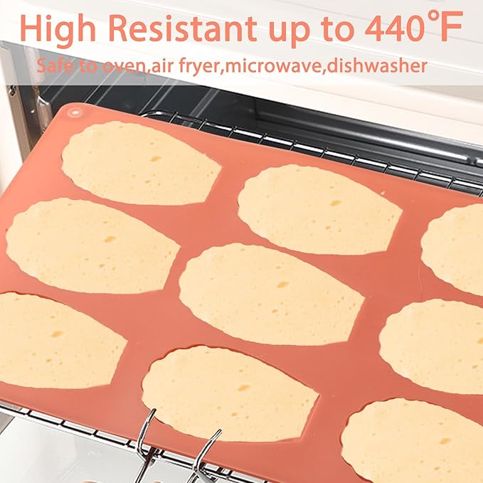 Silicone Madeleine Baking Mold, 8-Cavity Shell Shape, Terracotta Pink