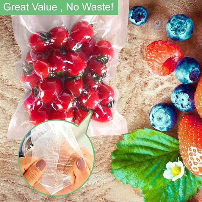 O2frepak 300 Bags 100 of Each Size Gallon 11"x16" and Quart 8"x12" and Pint 6"x10" BPA Free Sous Vide Seal a Meal Commercial Grade Vacuum Seal PreCut Combo Pack Bag