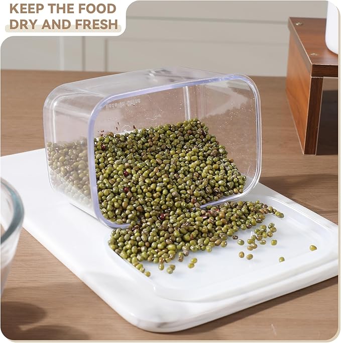 novelinks Clear Plastic Jars with Lids, Reusable Empty Rectangular Storage Containers for Household and Kitchen Organizing (16 Pack Small)