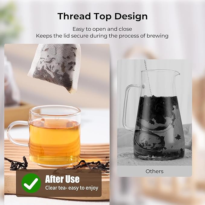 300Pcs Tea Filter Bags, Disposable Tea Filter Bags for Loose Leaf Tea from Safe Natural Materials, Empty Tea Bags Suitable for Loose-Leaf Tea, Spices, Herbs, Bring Tea Spoon (3.54 x 2.75 inch)