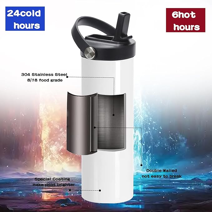 8 Pack 20oz Sublimation Tumblers Bulk, Sublimation Tumbler Blank, Skinny Straight Stainless Steel Blanks Cups with Individual Box(8, HNADLE LID A)