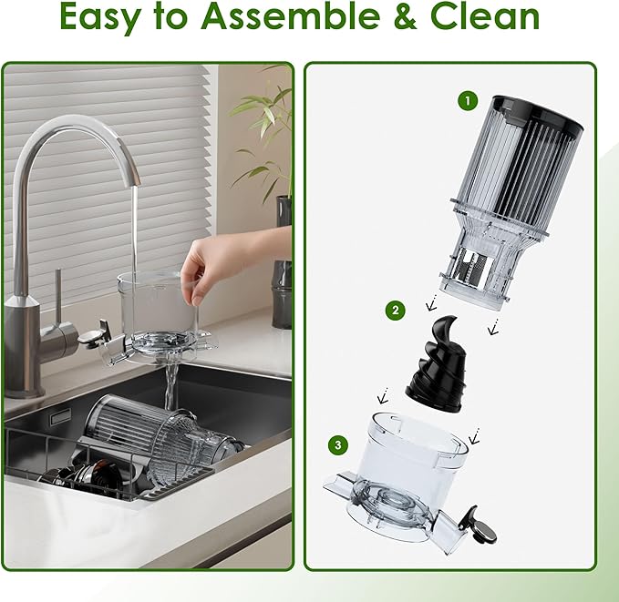 Cold Press Juicer, Touchscreen Juicer Machines with Wide Feed Chute, Stainless Steel Masticating Juicers Easy to Clean, Ergonomic Operational Panel Design, High Juice Yield, Steel