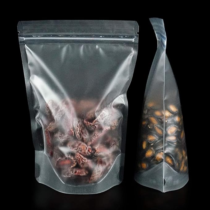 PABCK 100 Pack 3.9x5.9 inch Resealable Stand Up Bags Matte Clear Zipper Lock Heat Seal Pouches with Tear Notch for Zip Food Storage Lock Packing