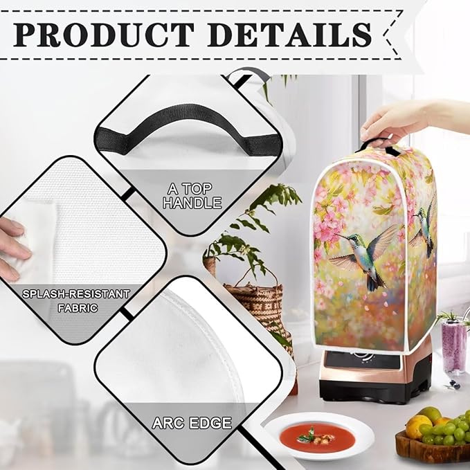 Hummingbird Dust Cover for Coffee Maker Flowers Kitchen Blender Cover Bread Maker Toaster Oven Dustproof Protector Covers