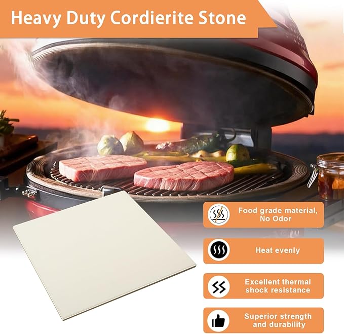 18'' Square Pizza Stone Extra Large Pizza Stone Baking Stone Cordierite Bread Stone for Oven and Grill, Thermal Shock Resistant Cooking Stoneware