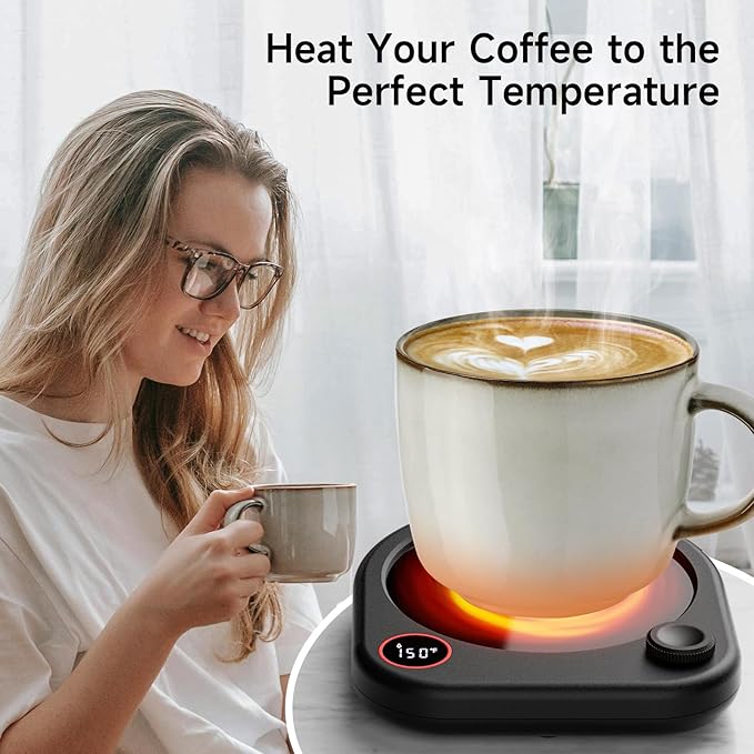 Oracer Coffee Mug Warmer for Desk, Electric Cup Heater for Tea Milk Beverages with Adjustable Temperature Display, Auto Shut Off Timer Mug Sensor, Candle Wax Heating Plate, Ideal Gift Accessory