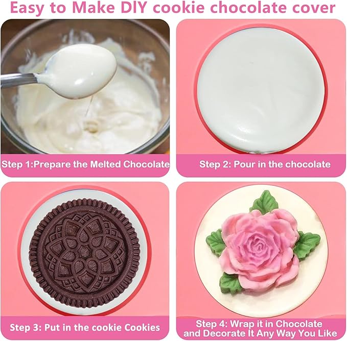 Sidosir 2Pcs Oreo Cookie Chocolate Silicone Mold, 7-Cavity Round Cylinder Oreo Chocolate Cover Molds for Candy, Silicone Baking Molds for Mini Cakes, Jelly