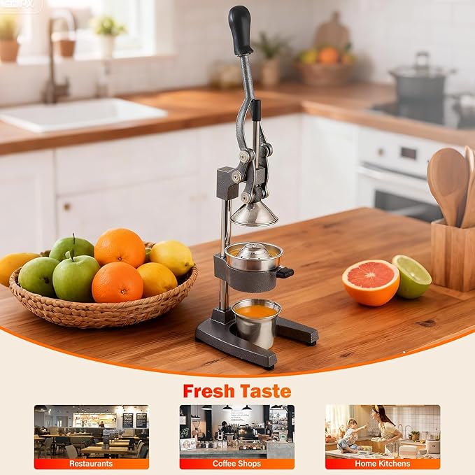 Manual Cast Iron Juicer, Commercial Lemon Squeezer, Professional Citrus Juicer, Ideal for Extracting Juice From Lemons, Oranges, and Grapefruits. Easy to Clean. (Gray)