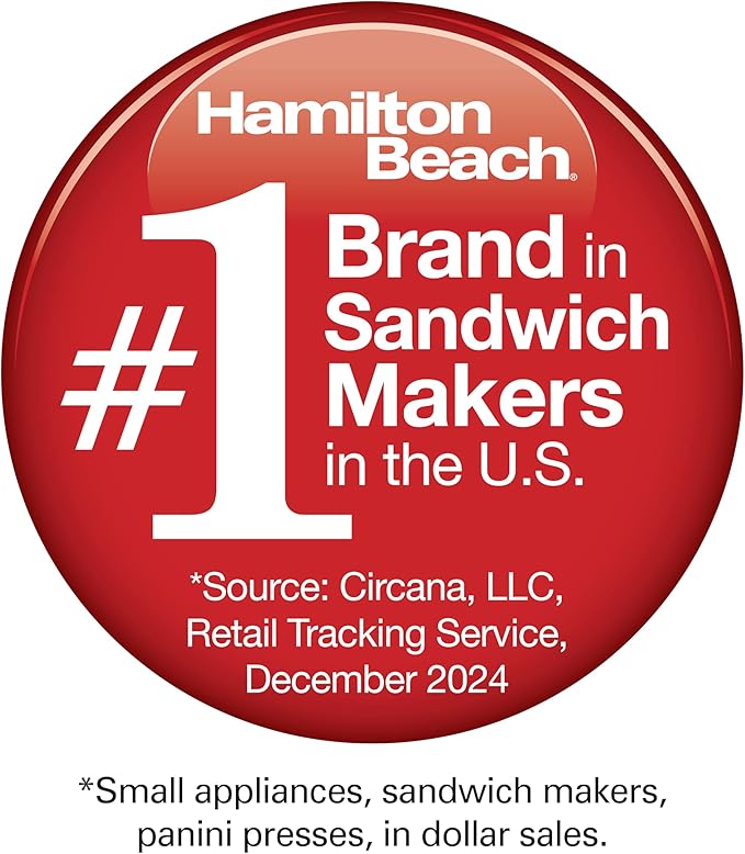 Hamilton Beach Breakfast Sandwich Maker with Egg Cooker Ring,Customize Ingredients,Perfect for English Muffins,Croissants,Mini Waffles,Perfect White Elephant Gifts,Black (25477),(Pack of 4)
