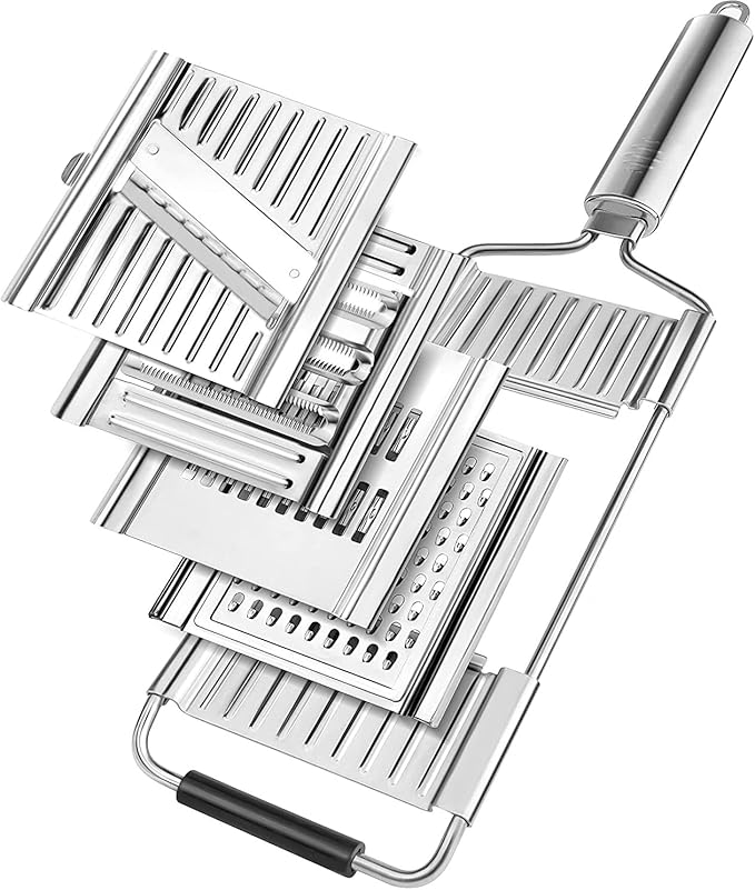 Handheld Food Grater,Professional Zester Slicing Set with 4 Interchangeable Blades for Lime,Cheese,Garlic,Ginger,Chocolate,Vegetable,Fruits