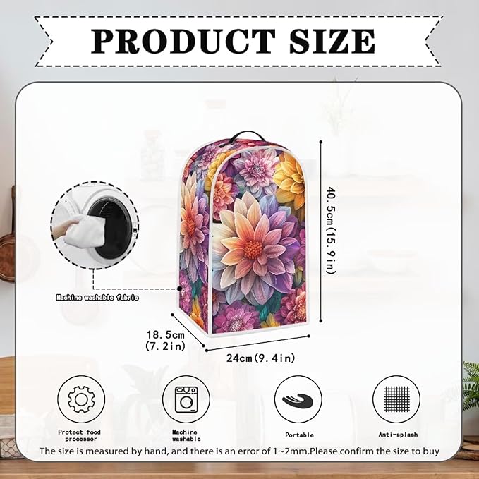 Bright Blossoms Dust Cover for Coffee Maker Boho Mandala Floral Kitchen Blender Cover Bread Maker Toaster Oven Dustproof Protector Covers