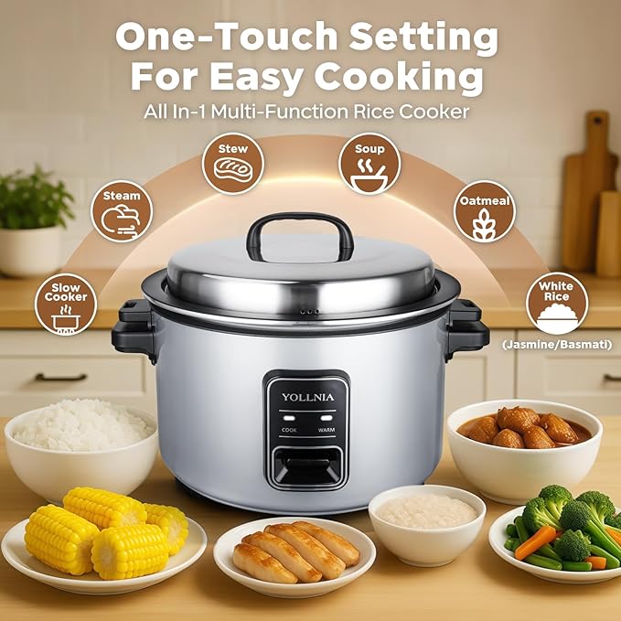 15L Commercial Rice Cooker 84 cup(Cooked) Large Rice Cooker | 24-hour Keep Warm| One Touch Operation, Food Warmer with nonstick pot |1350W Fast Cooking Electric Rice Cooker for Restaurant