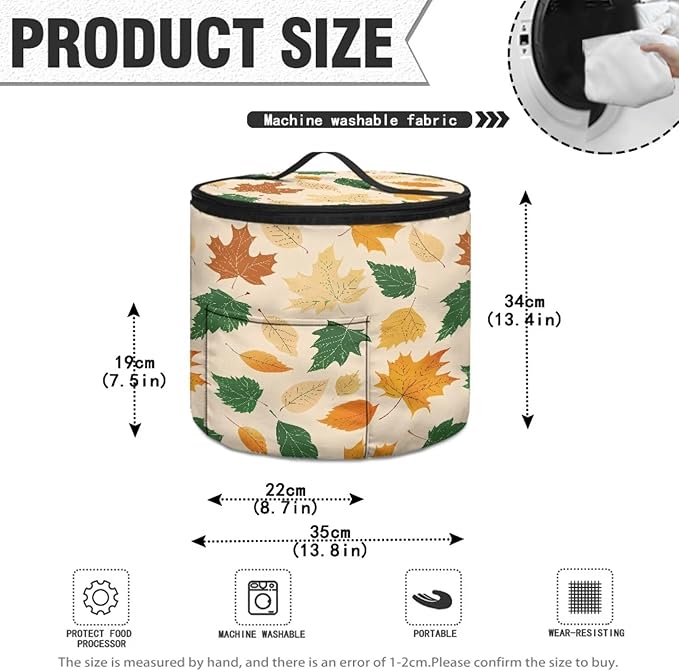 Thanksgiving Electric Pressure Cooker Storage Bag Kitchen Appliance Protective Pressure Cooker Insulation Bag for Women, Fallen Leaf