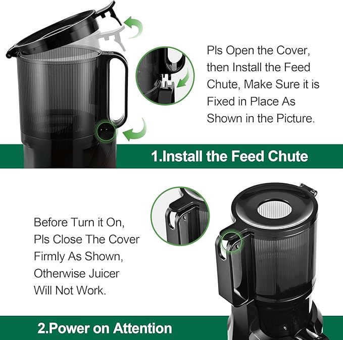 Cold Press Juicer Machines, Slow Masticating Juicer with 5.3" Extra Large Feed Chute Fit Whole Fruits & Vegetables, Self Feeding Effortless for Batch Juicing, BPA Free 250W (Matte Black,1.8L)