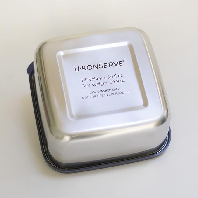 U Konserve Stainless Steel Food Storage Bento Box Container, Leak Proof Silicone Lid Dishwasher Safe - Plastic Free (50oz Teal)
