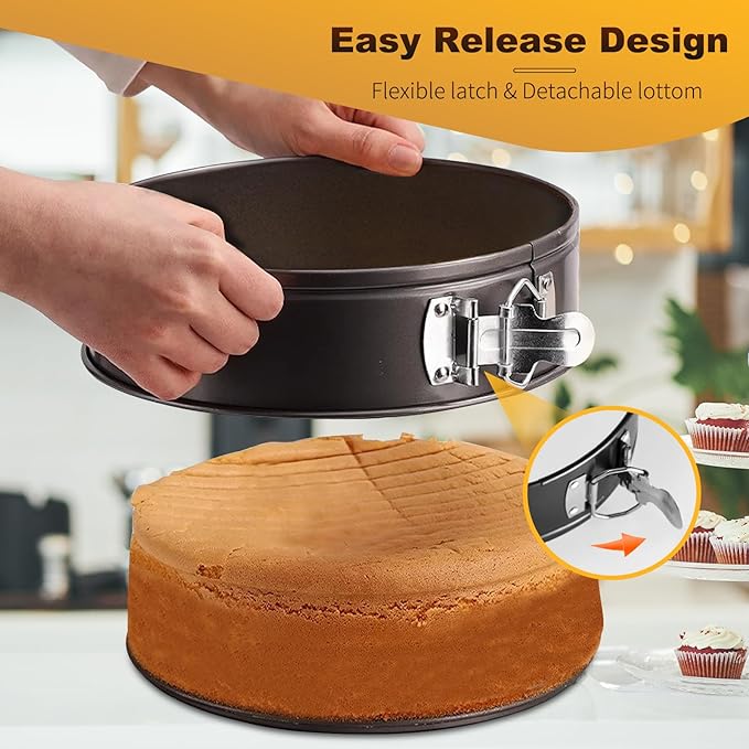Springform Cake Pan, Cake Pan with 6 Different Size (7,8,9,9.5,10.2,11inch), Cake Molds for Baking with Removable Bottom, Non-Stick Bakeware for Effortless Baking and Easy Release