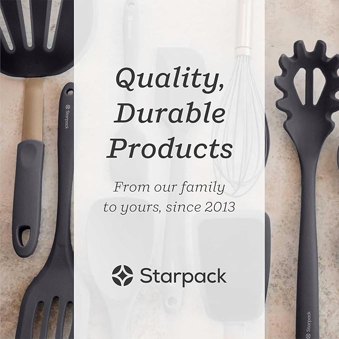 StarPack Premium Silicone Kitchen Tongs 9-Inch - Stainless Steel with Non-Stick Silicone Tips, High Heat Resistant to 600°F, For Cooking, Serving, Grill, BBQ & Salad (Gray Black)