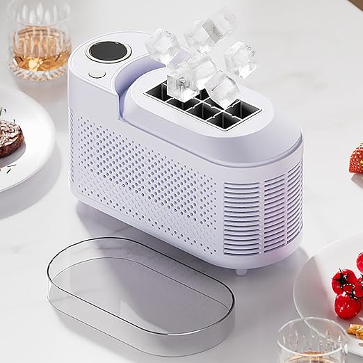 mini Ice Maker Machine Counter Top for Home, Portable Small Clear Ice Cube Maker, ce Ready in 10 Mins, Low Noise & Energy Saving, Easy to Clean (Purple #Name?)